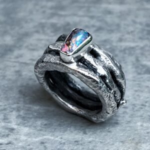 "Nebulosa Roseta" en Plata 950 y Ópalo Boulder Australiano