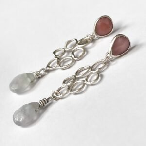 Aros Burbujas Orgánicas - Ópalo Rosado y Fluorita